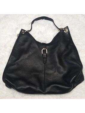 Talbots black large leather hobo handbag